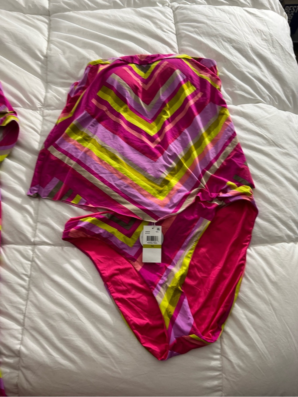 Trina Turk NWT Chevron One-Piece BANDEAU Swimsuit SIZE 14
